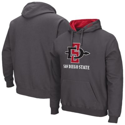 Colosseum Men's NCAA San Diego State Aztecs Arch & Logo 3.0 Pullover Hoodie, Grey, Small