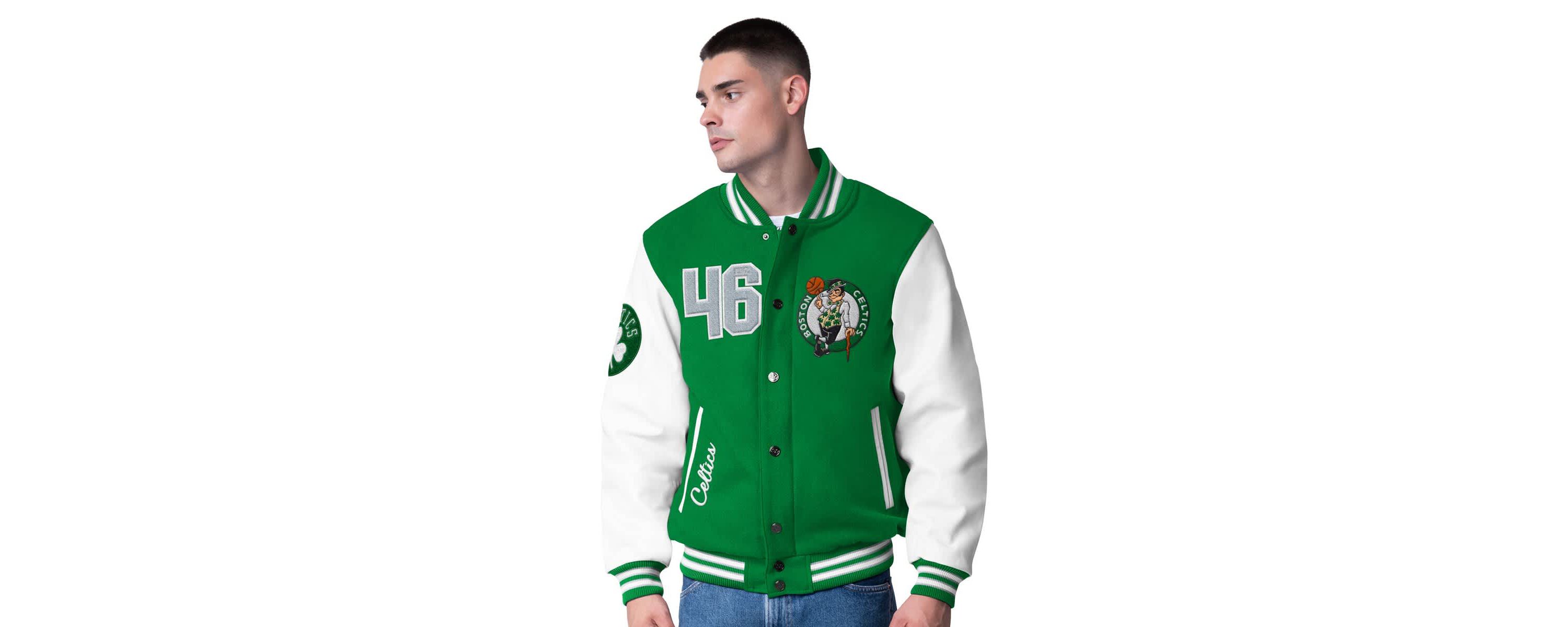 NBA Kelly Boston Celtics Moneyball Wool & Leather Full-Snap Varsity Jacket