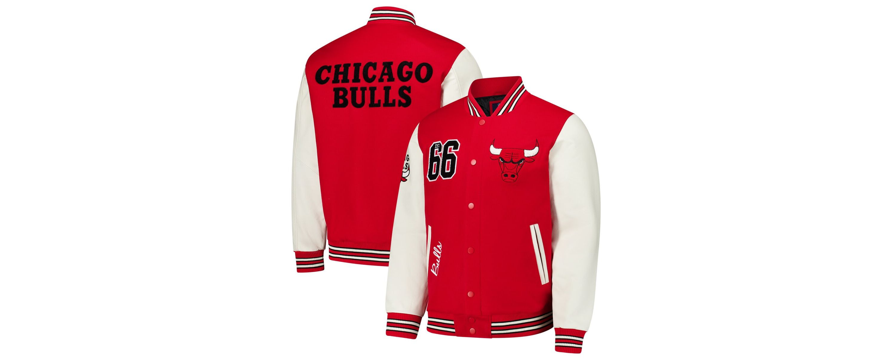 NBA Chicago Bulls Moneyball Wool & Leather Full-Snap Varsity Jacket