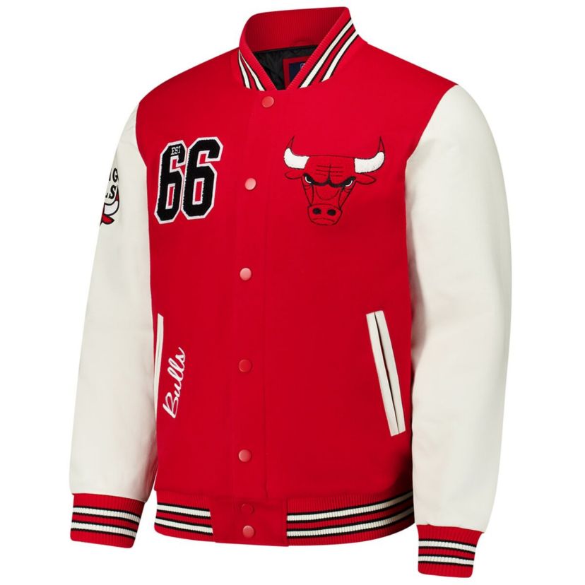 NBA Chicago Bulls Moneyball Wool & Leather Full-Snap Varsity Jacket