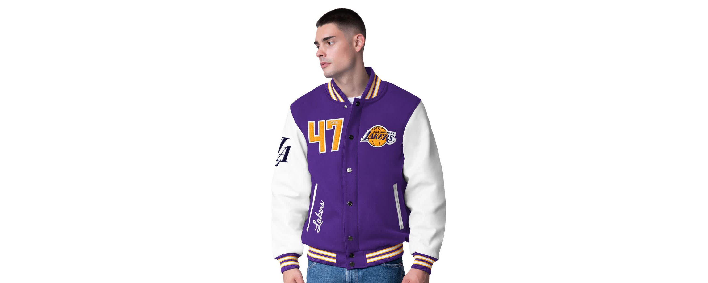 NBA Los Angeles Lakers Moneyball Wool & Leather Full-Snap Varsity Jacket