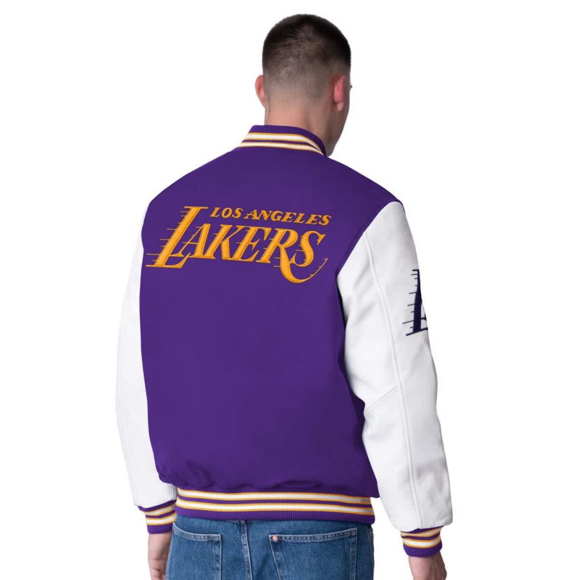NBA Los Angeles Lakers Moneyball Wool & Leather Full-Snap Varsity Jacket