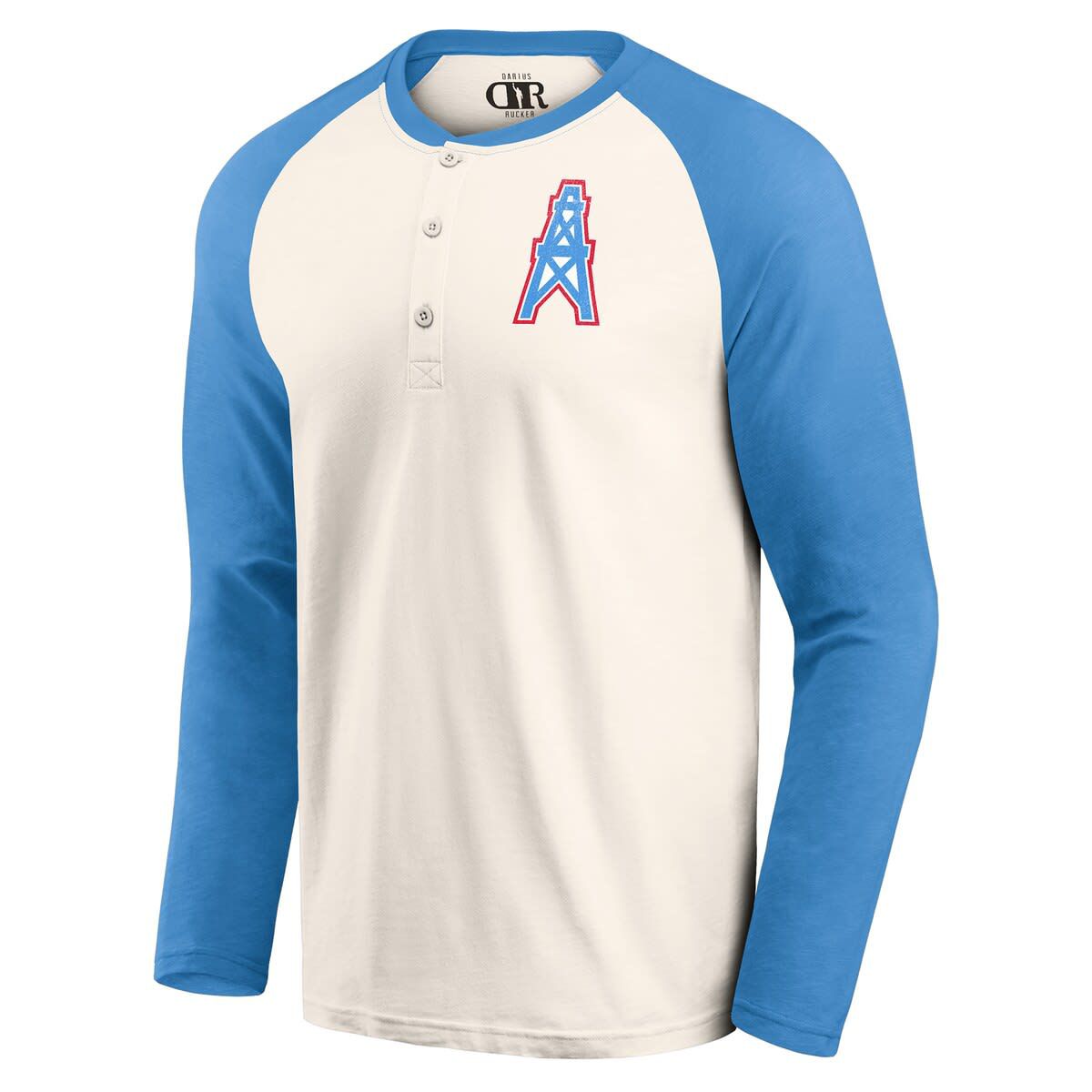 Gridiron Classic Teams Cream/Light Houston Oilers Raglan Henley Long Sleeve T-Shirt