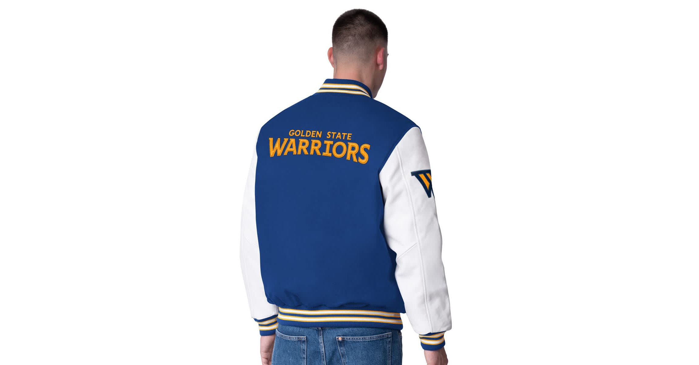 NBA Golden State Warriors Moneyball Wool & Leather Full-Snap Varsity Jacket