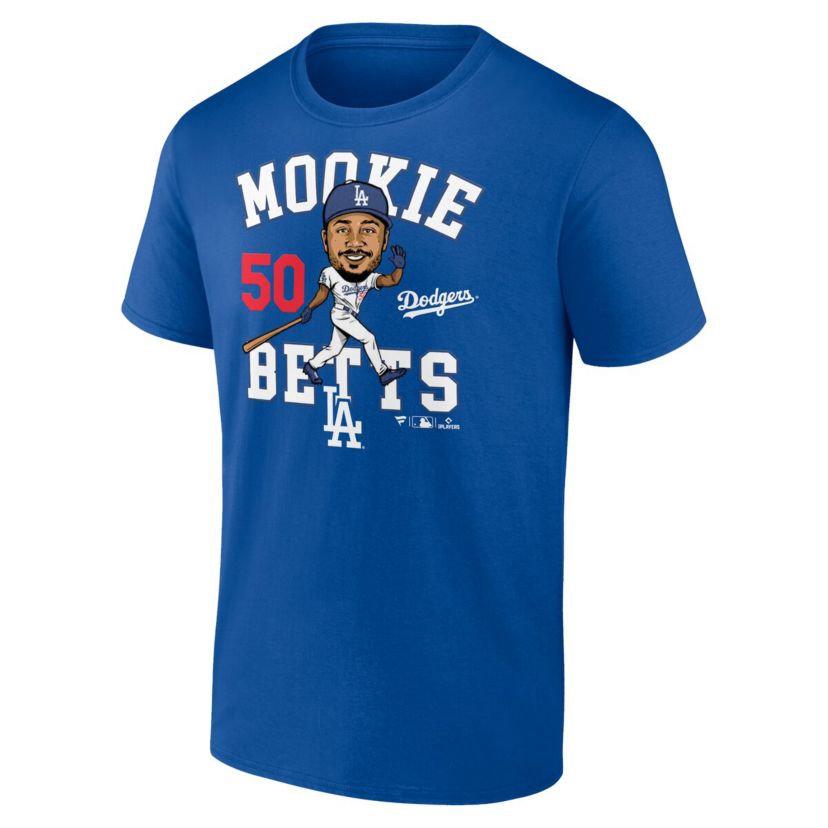 MLB Fanatics Mookie Betts Los Angeles Dodgers Hometown Caricature T-Shirt