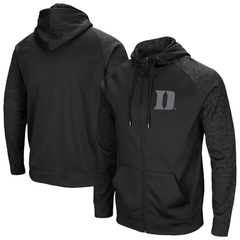 Duke Blue Devils NCAA Duke Devils Blackout 3.0 Tonal Raglan Full-Zip Hoodie