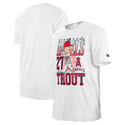 New Era Men's MLB Mike Trout Los Angeles Angels Caricature T-Shirt, White, XL