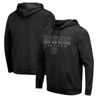 Colosseum Men's NCAA Washington Huskies Blackout 3.0 Pullover Hoodie, Black, 3XL