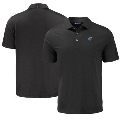 Cutter & Buck Men's NCAA Kansas Jayhawks Coastline Epic Comfort Eco Recycled Polo, Black, 3XL