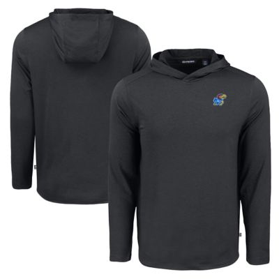 Cutter & Buck Men's NCAA Kansas Jayhawks Coastline Epic Comfort Eco Recycled Long Sleeve Hoodie T-Shirt, Black, 3XL