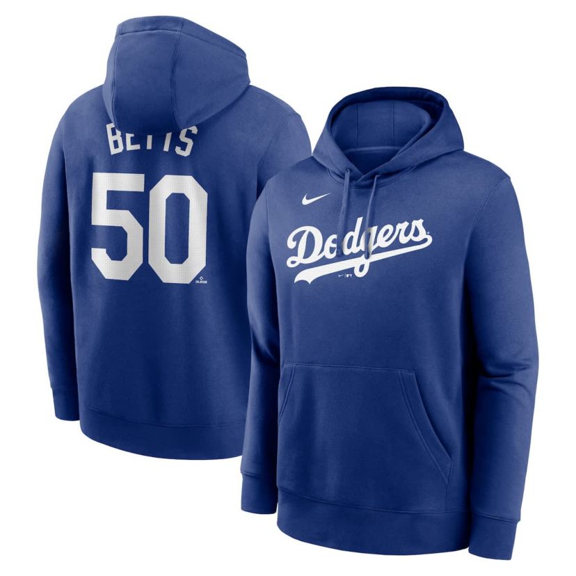 MLB Nike Mookie Betts Los Angeles Dodgers Player Name & Number Club Pullover Hoodie
