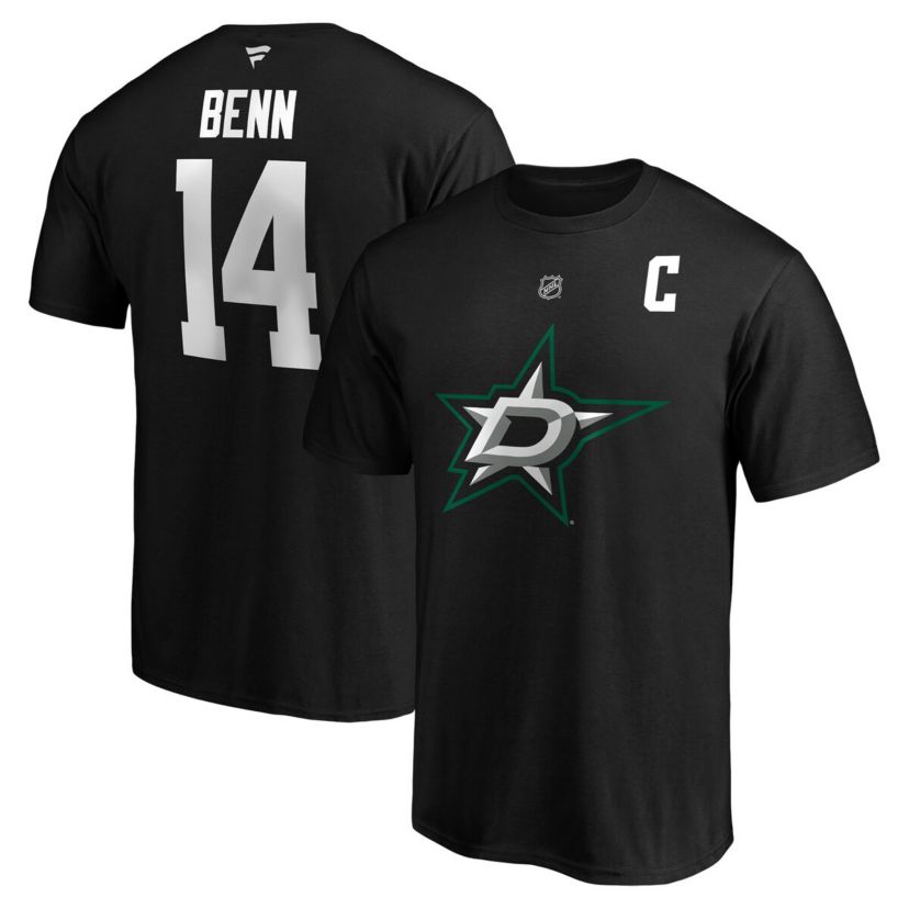 NHL Fanatics Jamie Benn Dallas Stars Authentic Stack Name & Number T-Shirt