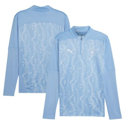 Puma Men's International Clubs Light Manchester City 2024/25 Pre-Match dryCELL Quarter-Zip Top, Light Blue, XL