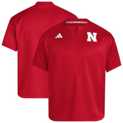 adidas Men's Nebraska Cornhuskers NCAA Nebraska Huskers Dugout Coaches Adizero Notch Neck Pullover Top