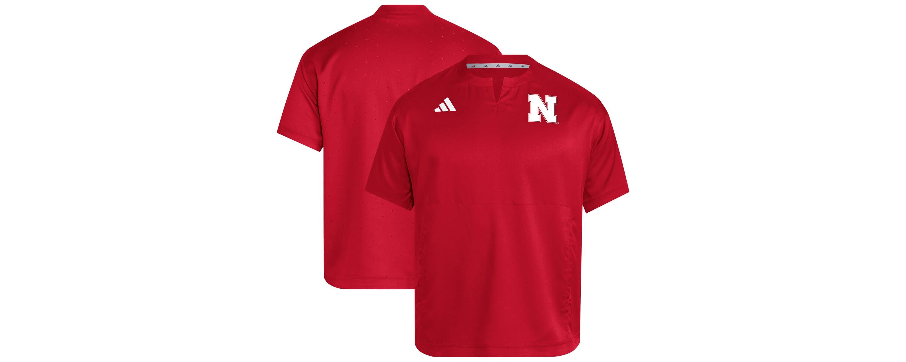NCAA Nebraska Huskers Dugout Coaches Adizero Notch Neck Pullover Top