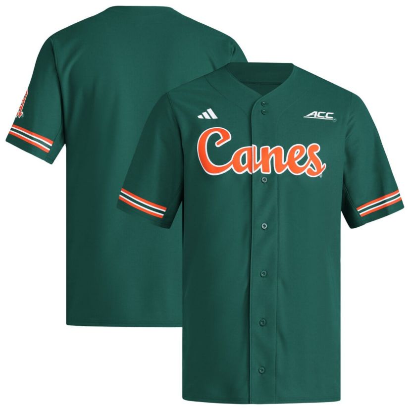 Miami (FL) Hurricanes NCAA Miami Hurricanes Reversible Retro Full-Button Baseball Jersey