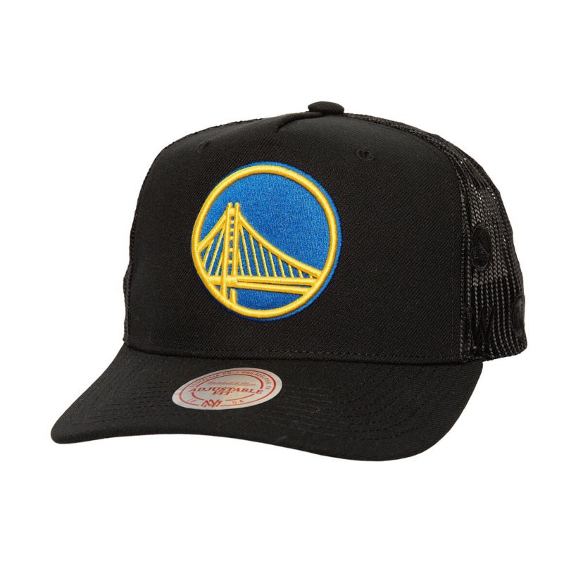 NBA Golden State Warriors Monogram Allover Logo Mesh Trucker Adjustable Hat