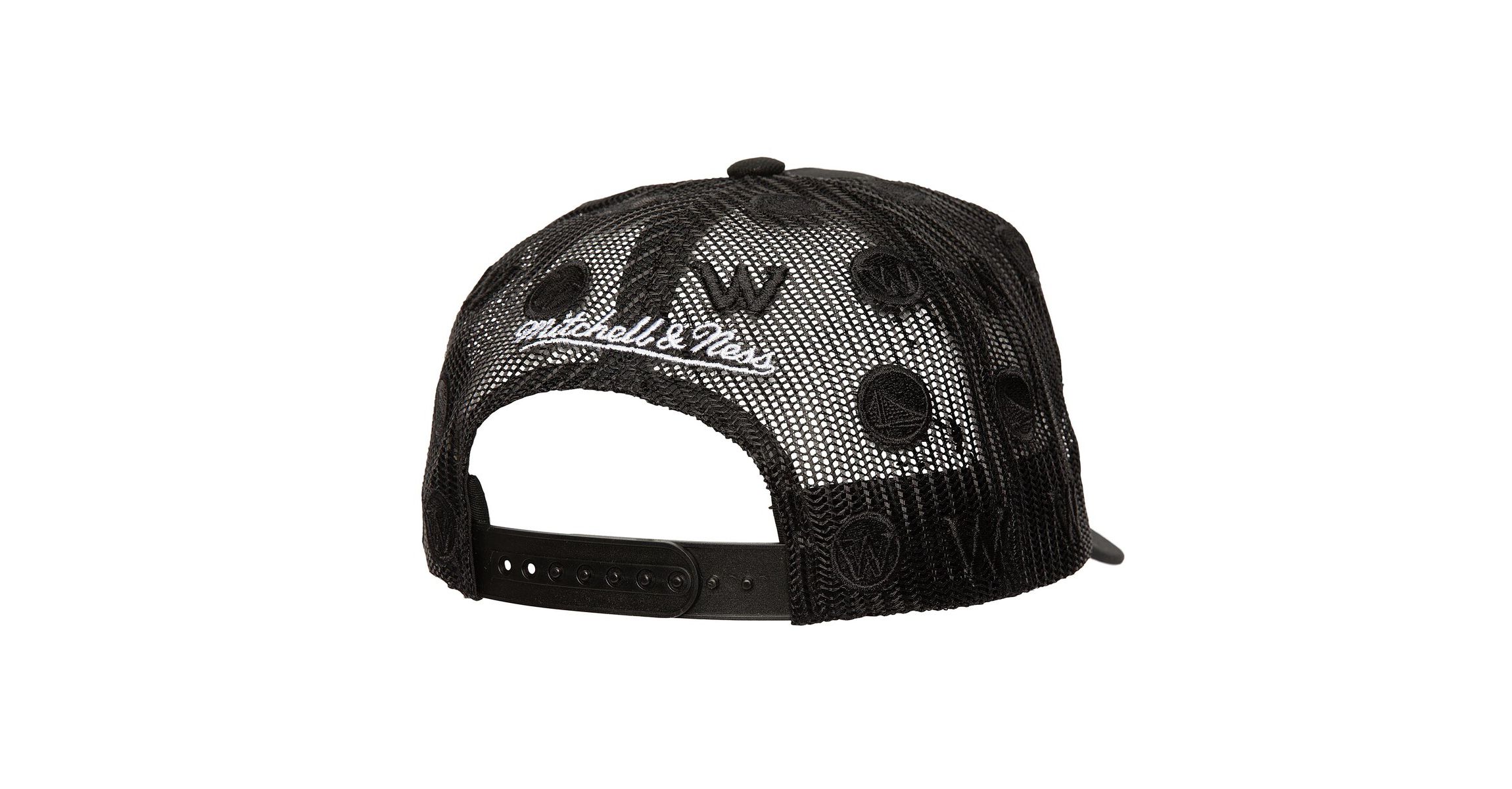 NBA Golden State Warriors Monogram Allover Logo Mesh Trucker Adjustable Hat