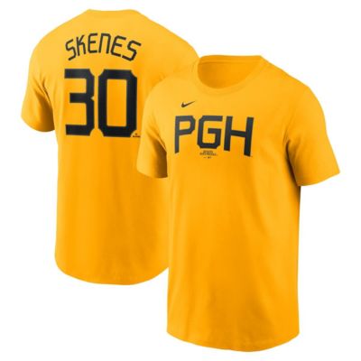 Men's MLB Nike Paul Skenes Pittsburgh Pirates Fuse Name & Number T-Shirt, Gold, Large