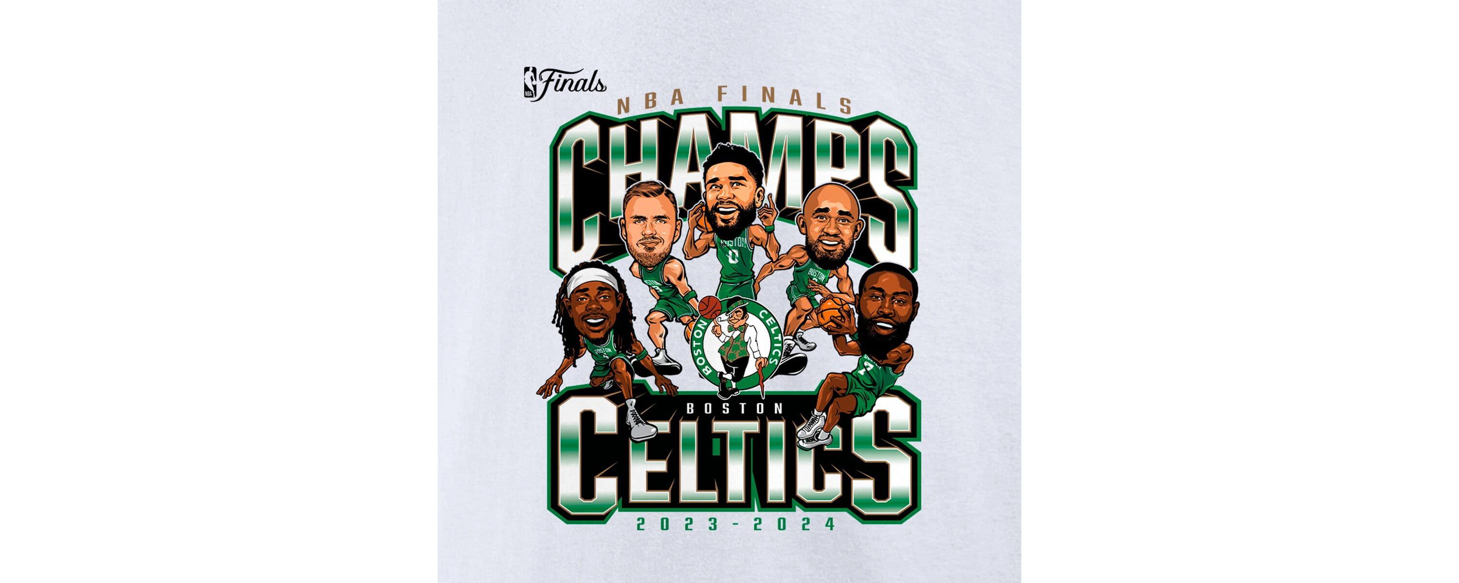 NBA Fanatics Boston Celtics 2024 NBA Finals s Pull Up Jumper Caricature T-Shirt