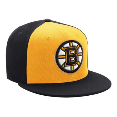 Starter Men's NHL Black/Gold Primary Logo Two-Tone Adjustable Hat, Black