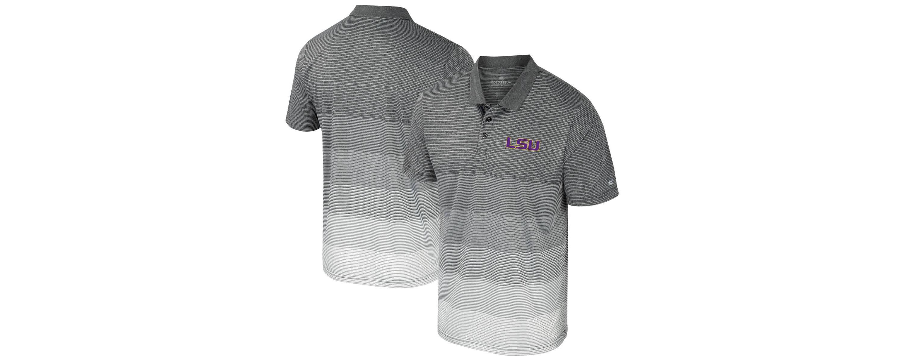 NCAA LSU Tigers Striped Mesh Polo