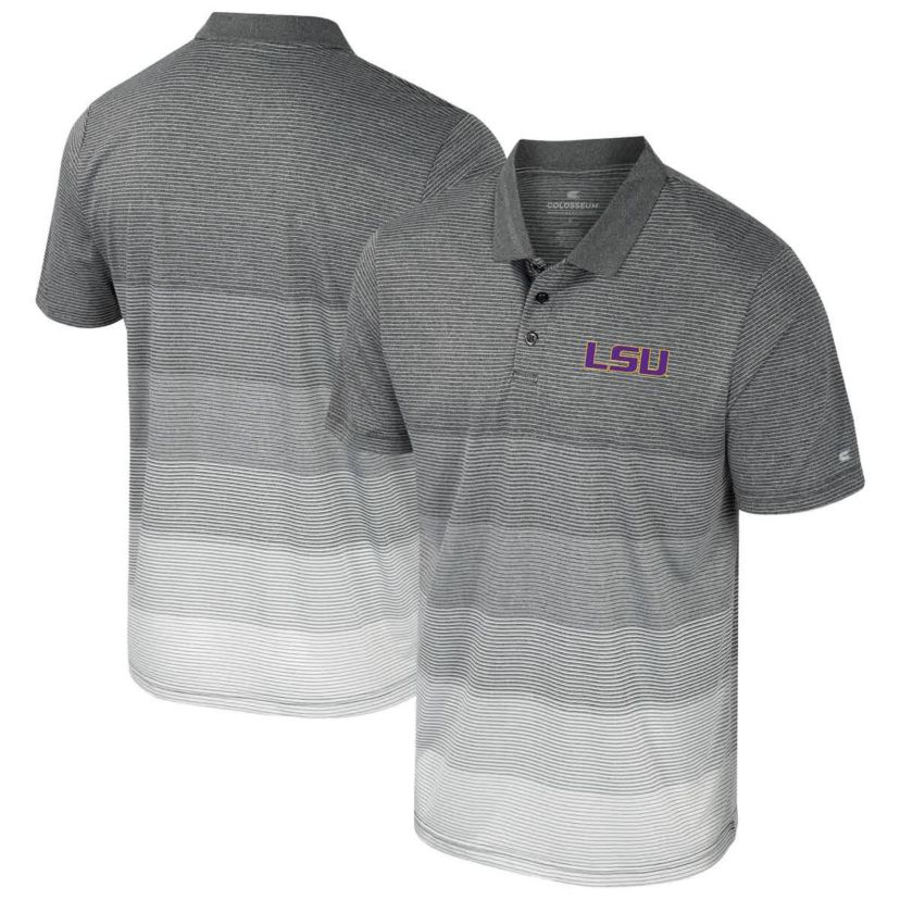 NCAA LSU Tigers Striped Mesh Polo