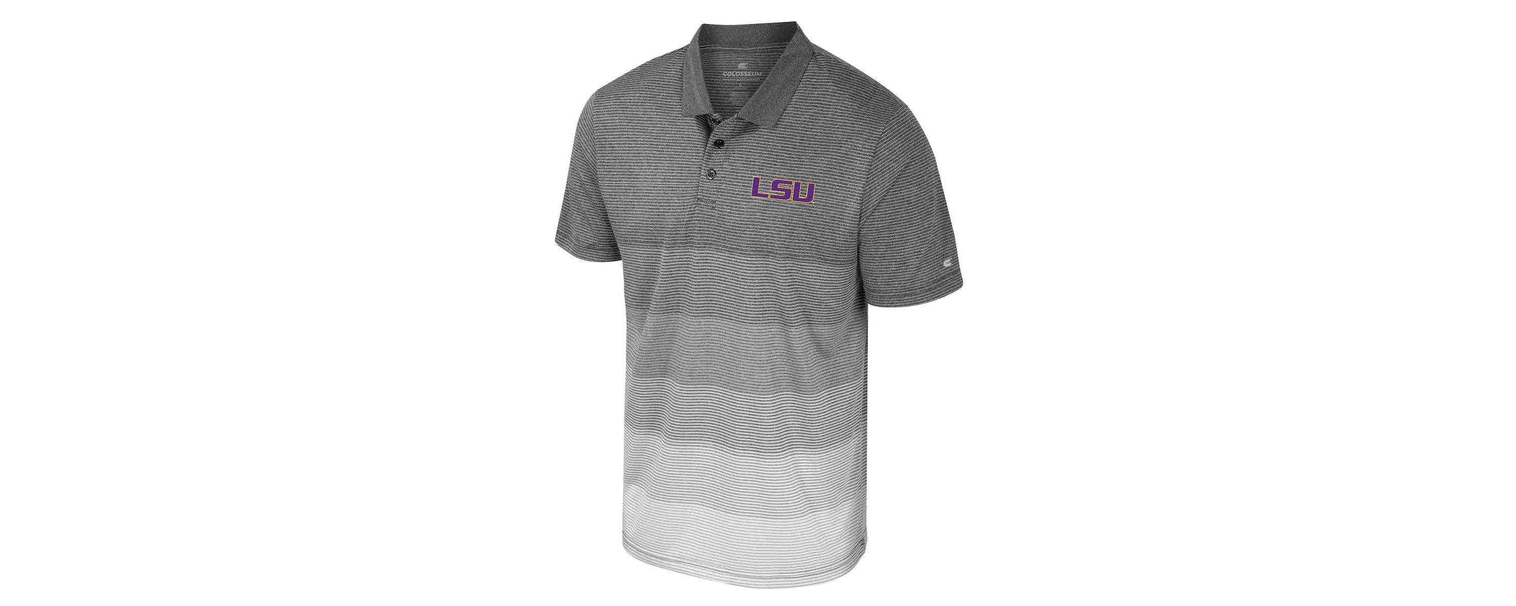 NCAA LSU Tigers Striped Mesh Polo
