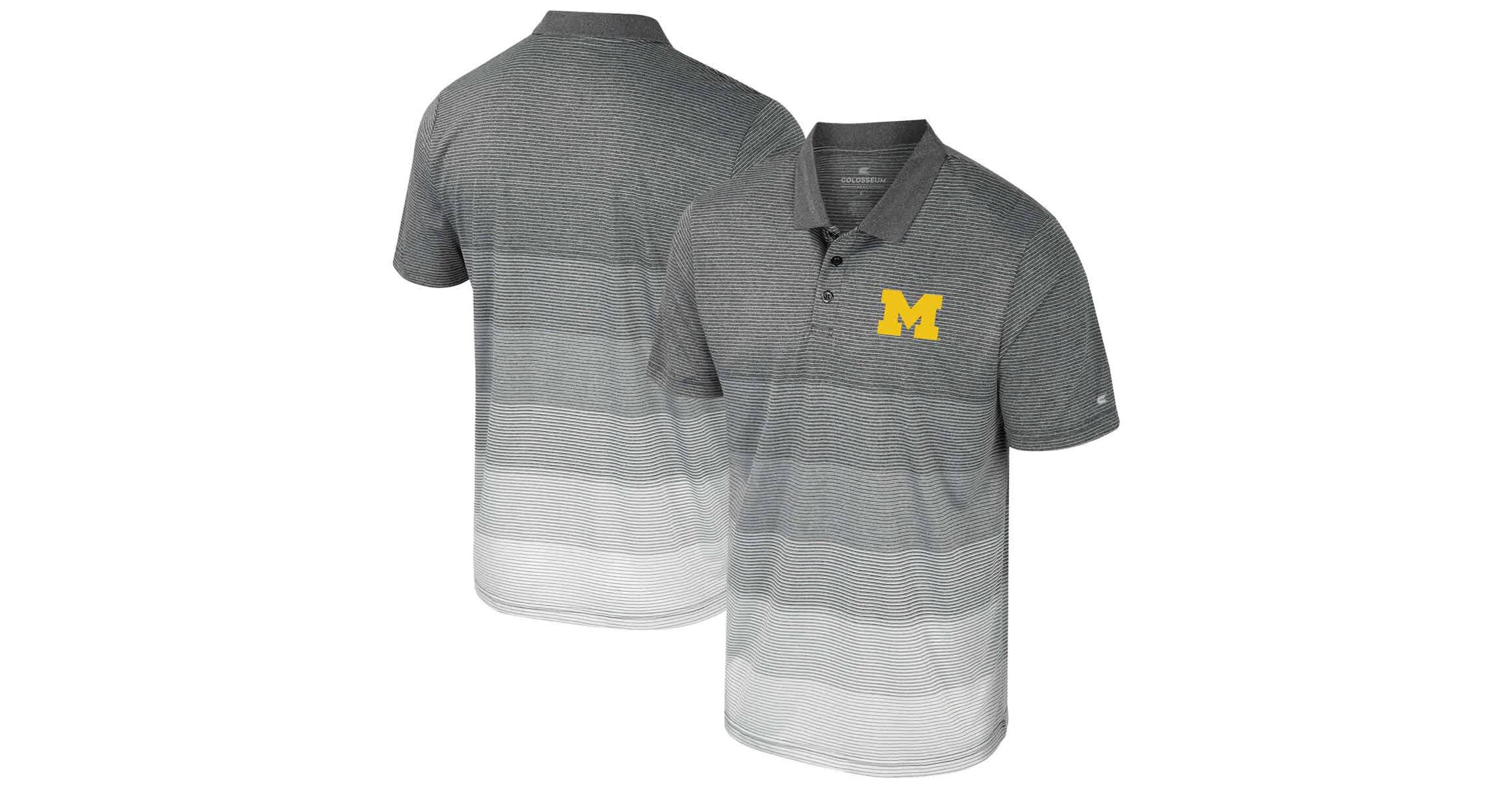 NCAA Michigan Wolverines Striped Mesh Polo