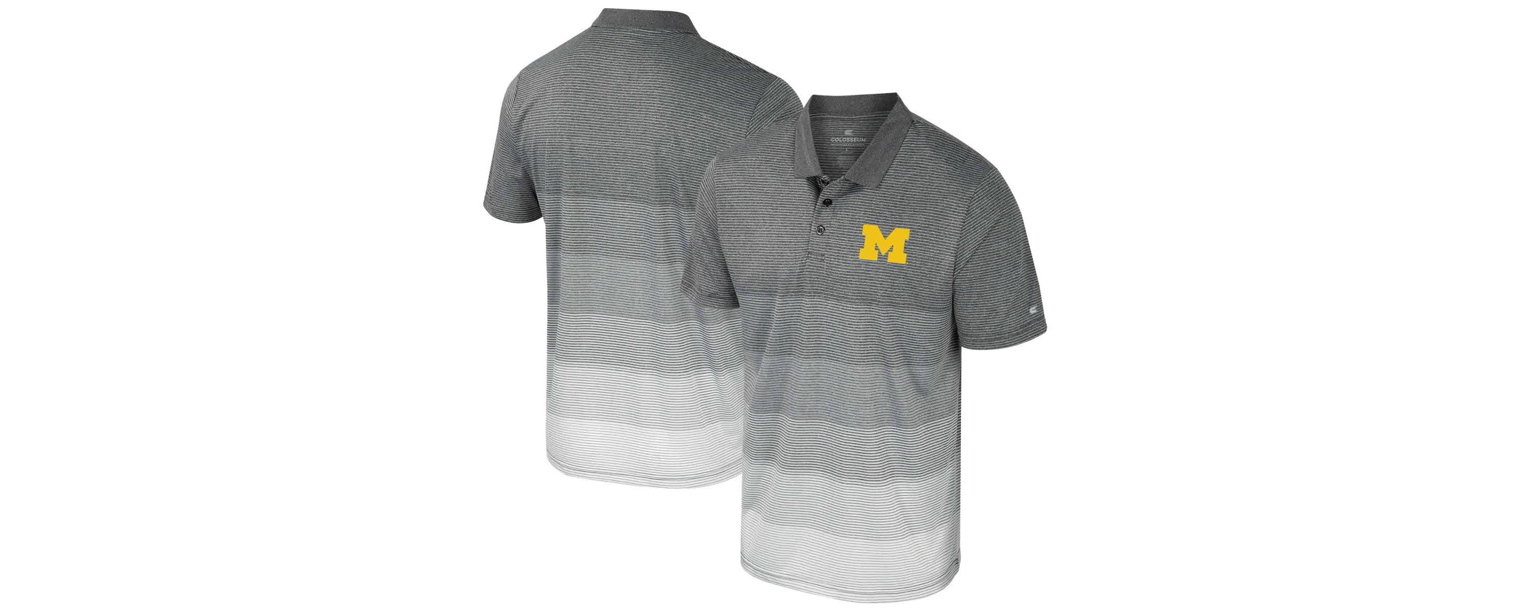 NCAA Michigan Wolverines Striped Mesh Polo