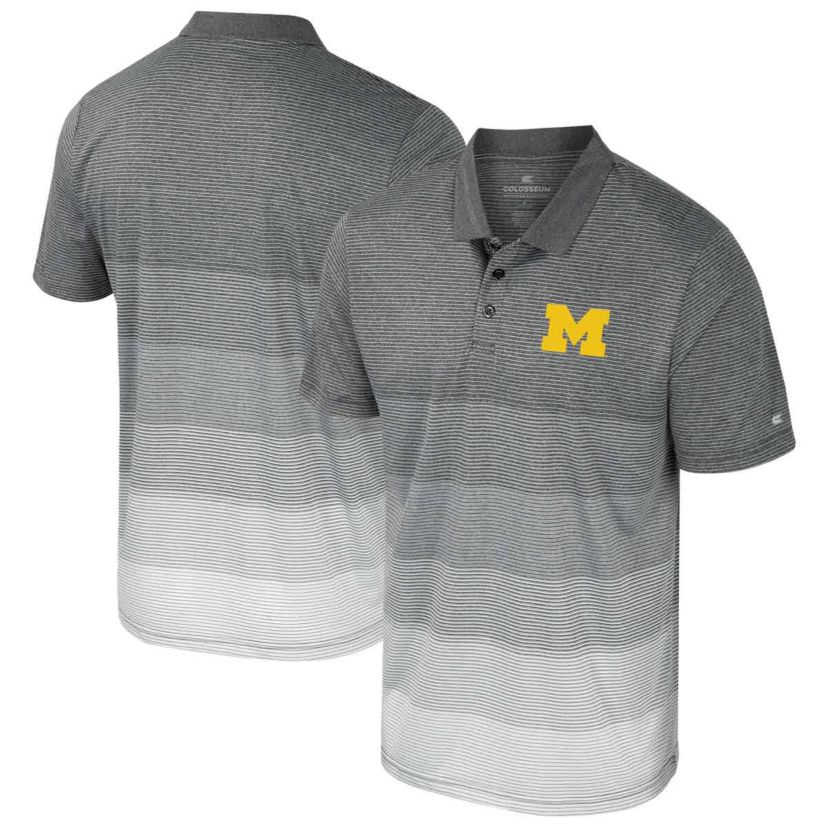NCAA Michigan Wolverines Striped Mesh Polo