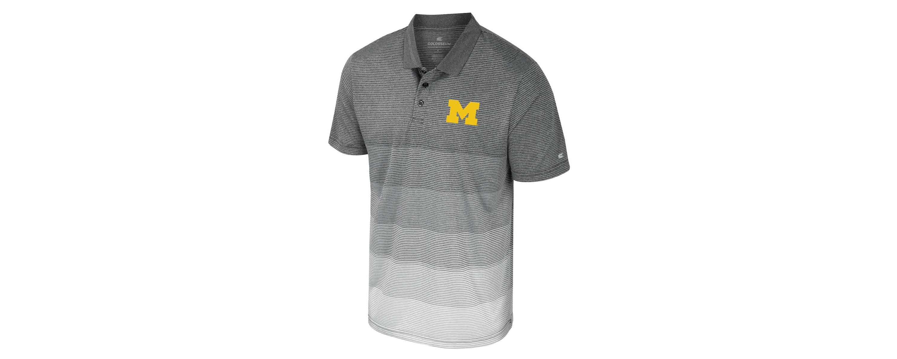 NCAA Michigan Wolverines Striped Mesh Polo