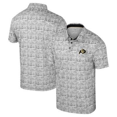 Colosseum Men's NCAA Colorado Buffaloes It's Time! Allover Print Polo, Black, 2XL