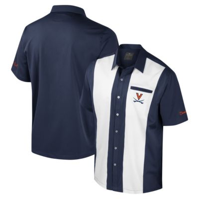 Colosseum Men's NCAA Virginia Cavaliers Strike Bowling Button-Up Shirt, Navy Blue, Large