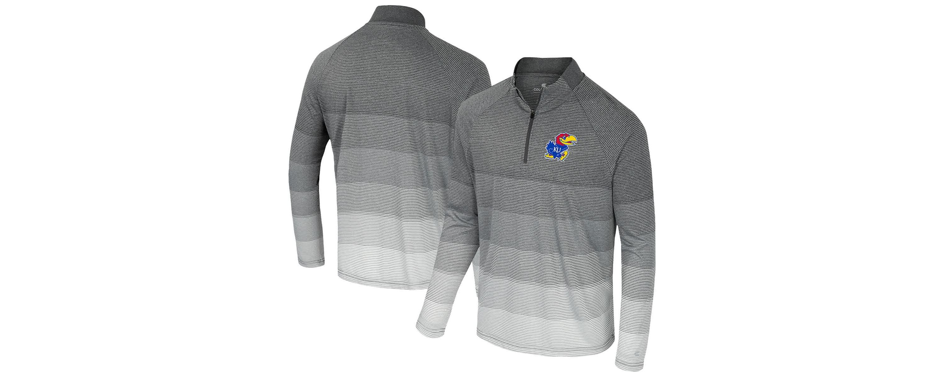NCAA Kansas Jayhawks AI Striped Mesh Quarter-Zip Raglan Windshirt
