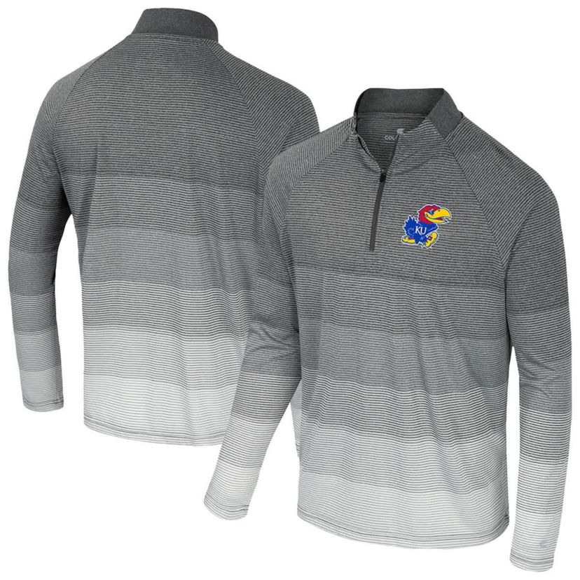 NCAA Kansas Jayhawks AI Striped Mesh Quarter-Zip Raglan Windshirt