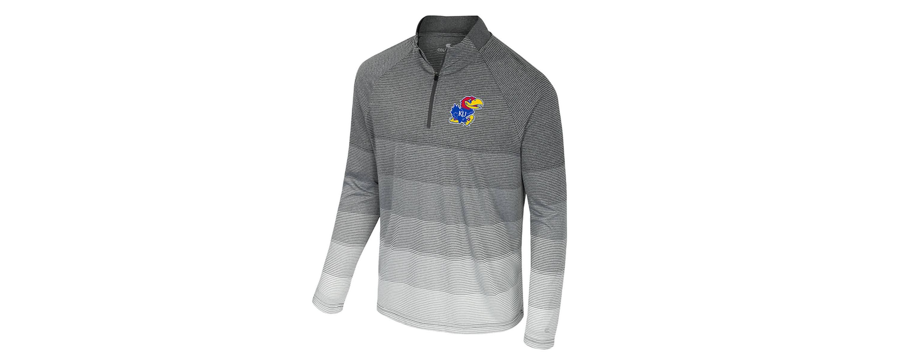NCAA Kansas Jayhawks AI Striped Mesh Quarter-Zip Raglan Windshirt