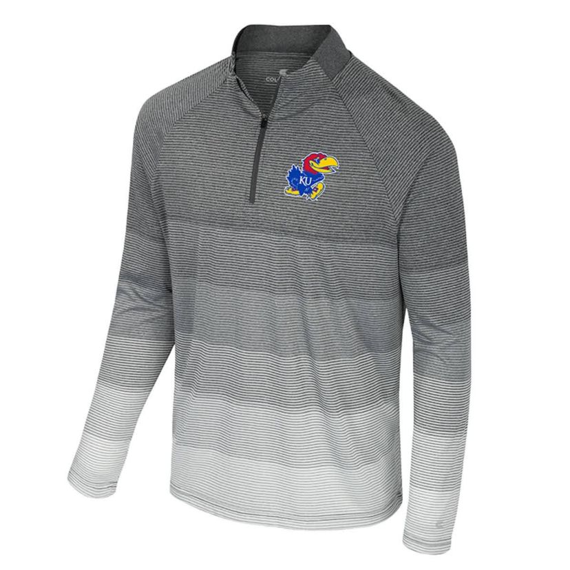 NCAA Kansas Jayhawks AI Striped Mesh Quarter-Zip Raglan Windshirt