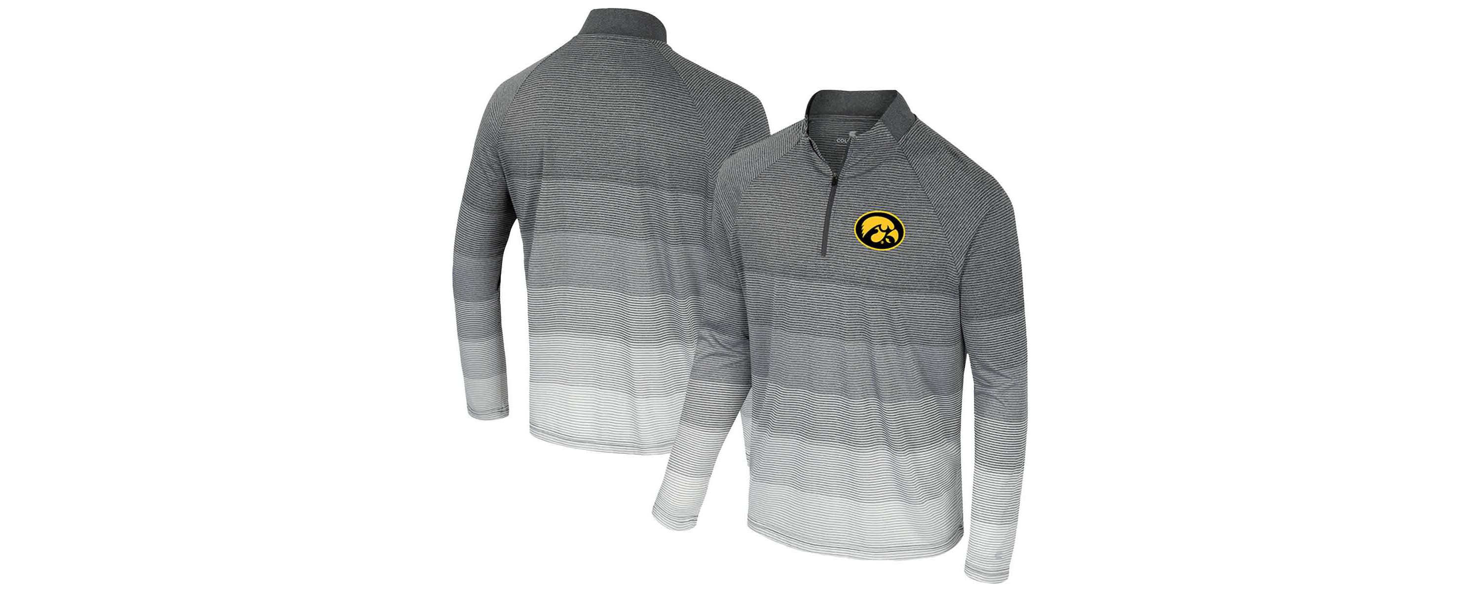 NCAA Iowa Hawkeyes AI Striped Mesh Quarter-Zip Raglan Windshirt
