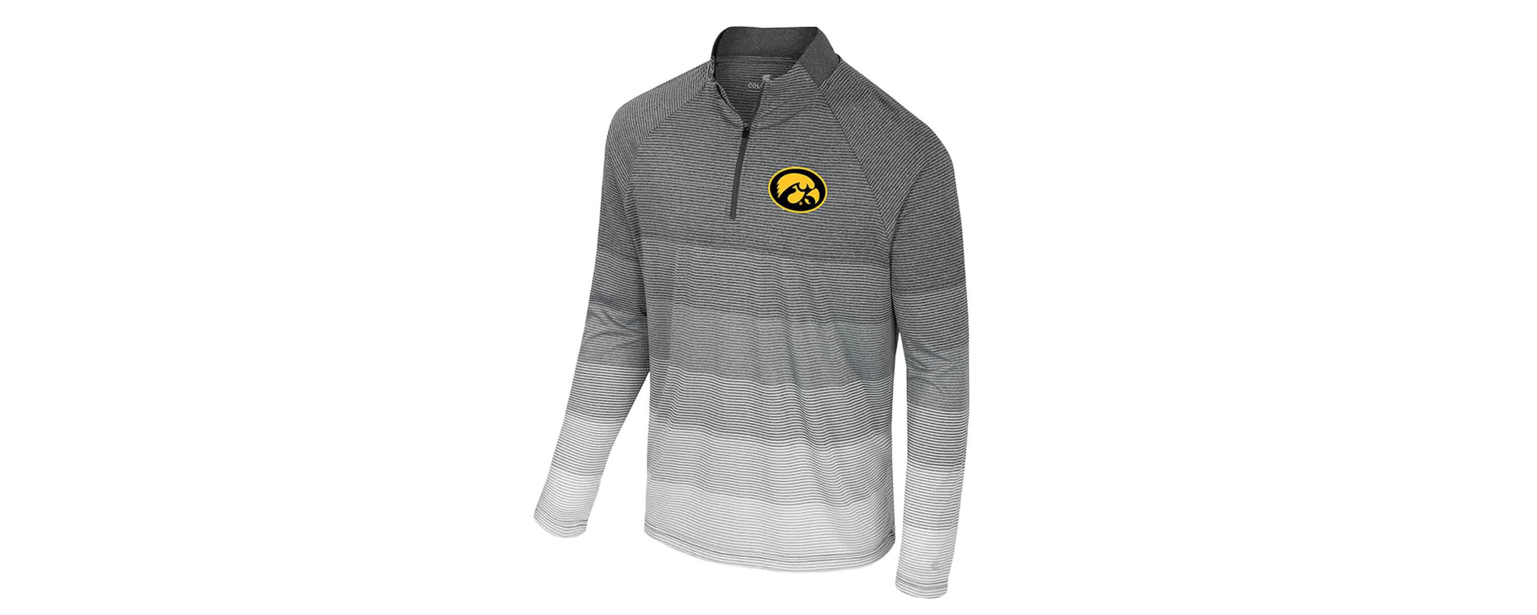 NCAA Iowa Hawkeyes AI Striped Mesh Quarter-Zip Raglan Windshirt
