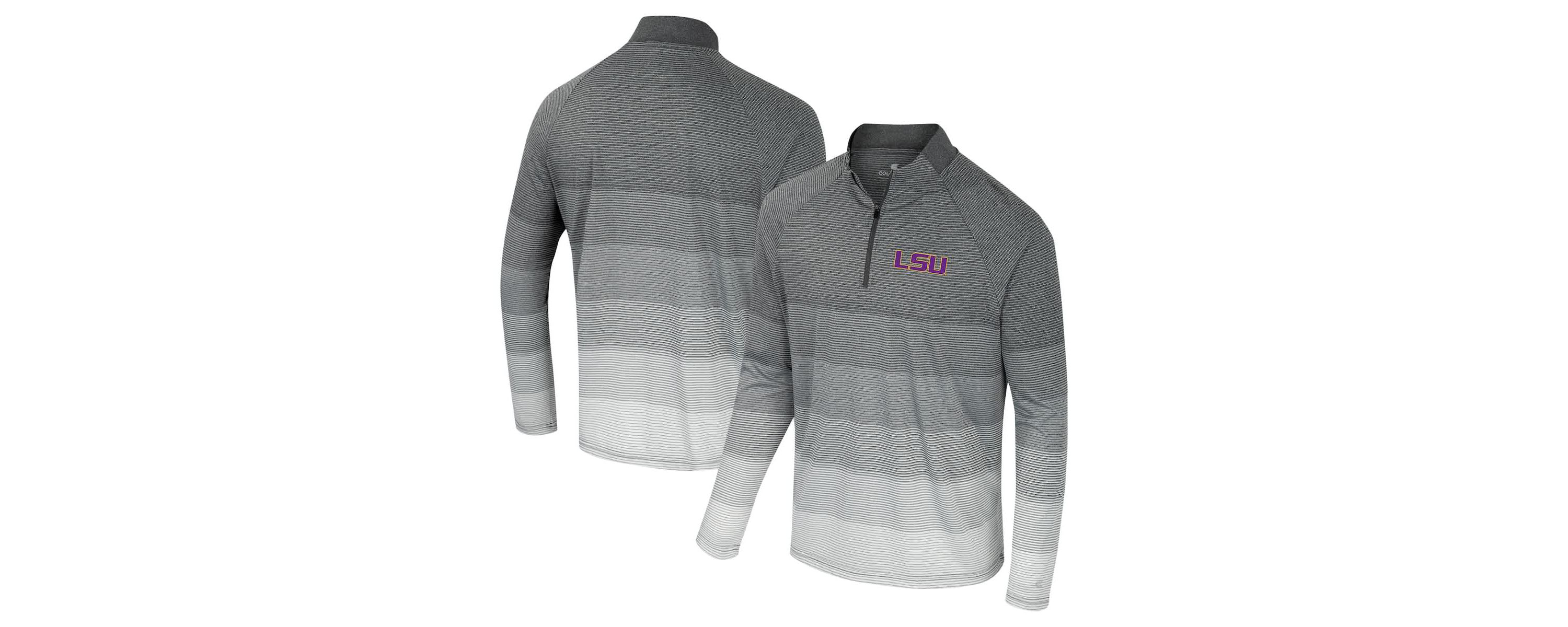 NCAA LSU Tigers AI Striped Mesh Quarter-Zip Raglan Windshirt