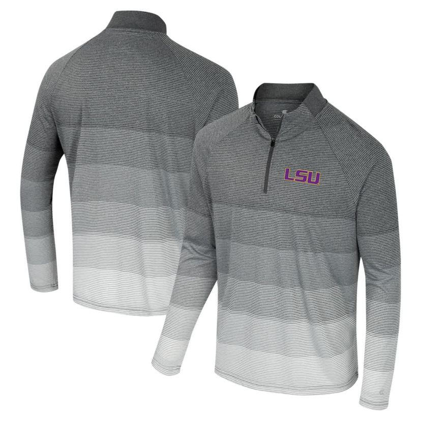 NCAA LSU Tigers AI Striped Mesh Quarter-Zip Raglan Windshirt