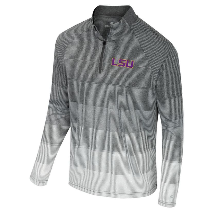 NCAA LSU Tigers AI Striped Mesh Quarter-Zip Raglan Windshirt