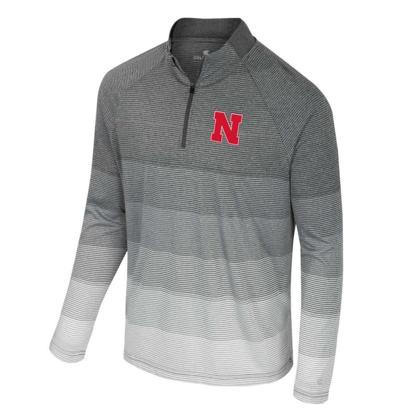 NCAA Nebraska Huskers AI Striped Mesh Quarter-Zip Raglan Windshirt