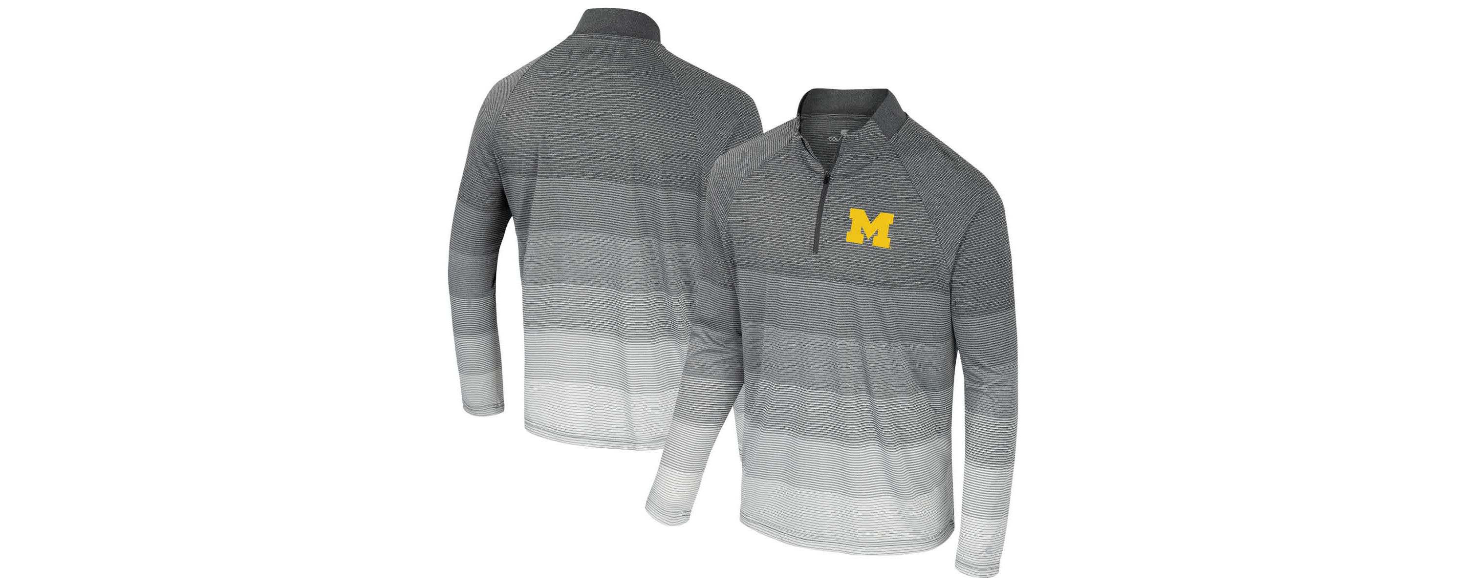 NCAA Michigan Wolverines AI Striped Mesh Quarter-Zip Raglan Windshirt