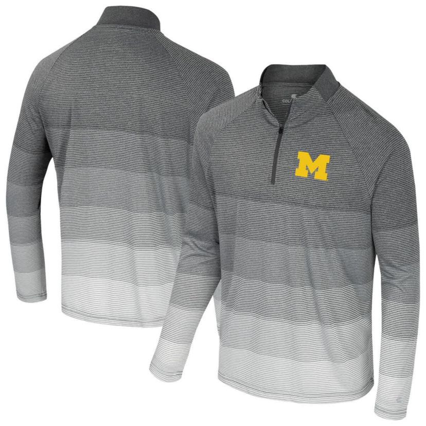 NCAA Michigan Wolverines AI Striped Mesh Quarter-Zip Raglan Windshirt