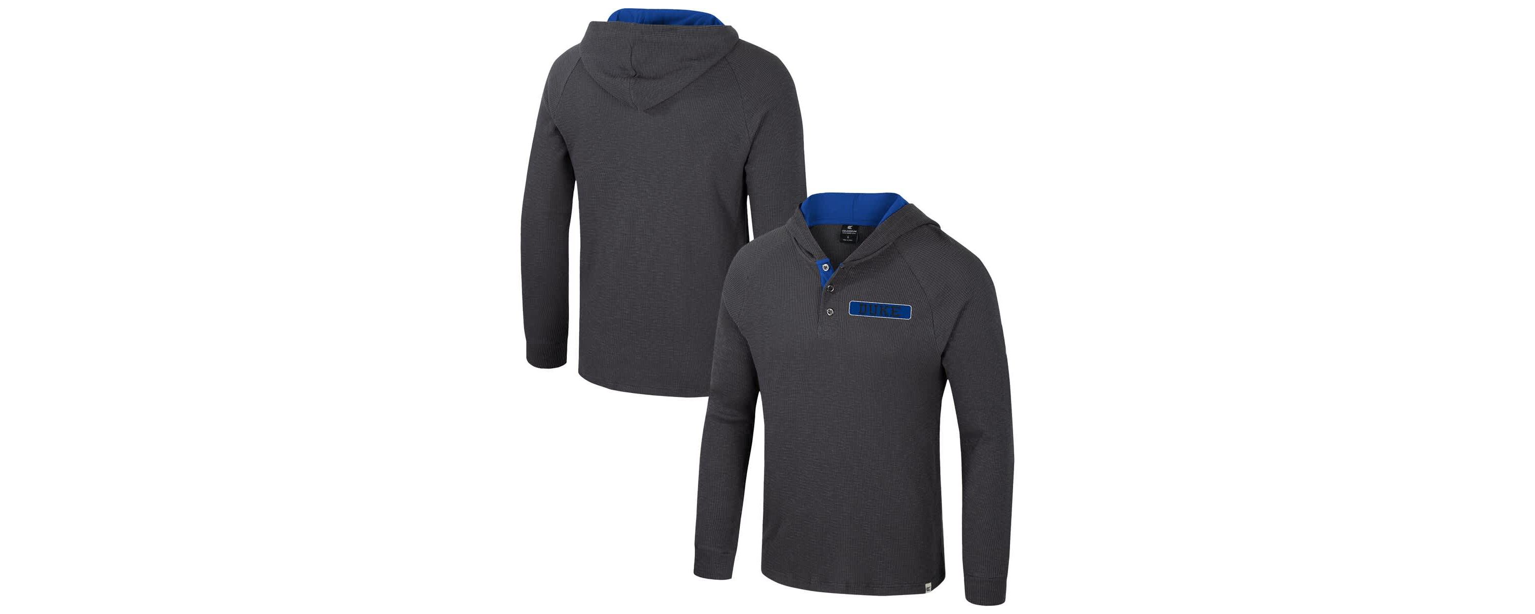 Duke Blue Devils NCAA Duke Devils Dujour Ralgan Long Sleeve Henley Hoodie T-Shirt