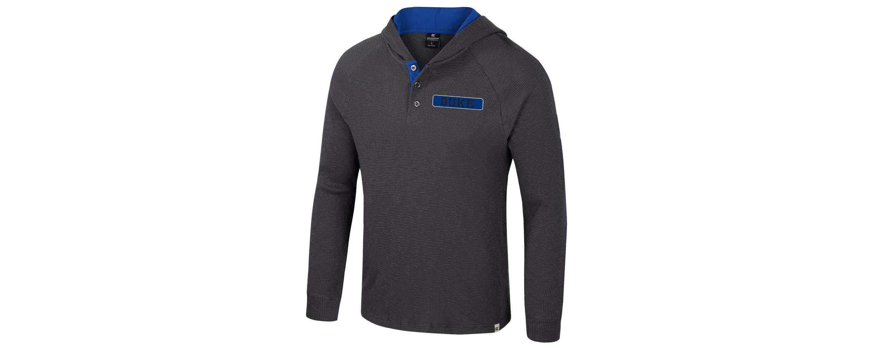 Duke Blue Devils NCAA Duke Devils Dujour Ralgan Long Sleeve Henley Hoodie T-Shirt
