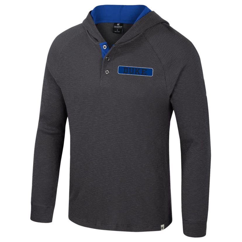 Duke Blue Devils NCAA Duke Devils Dujour Ralgan Long Sleeve Henley Hoodie T-Shirt