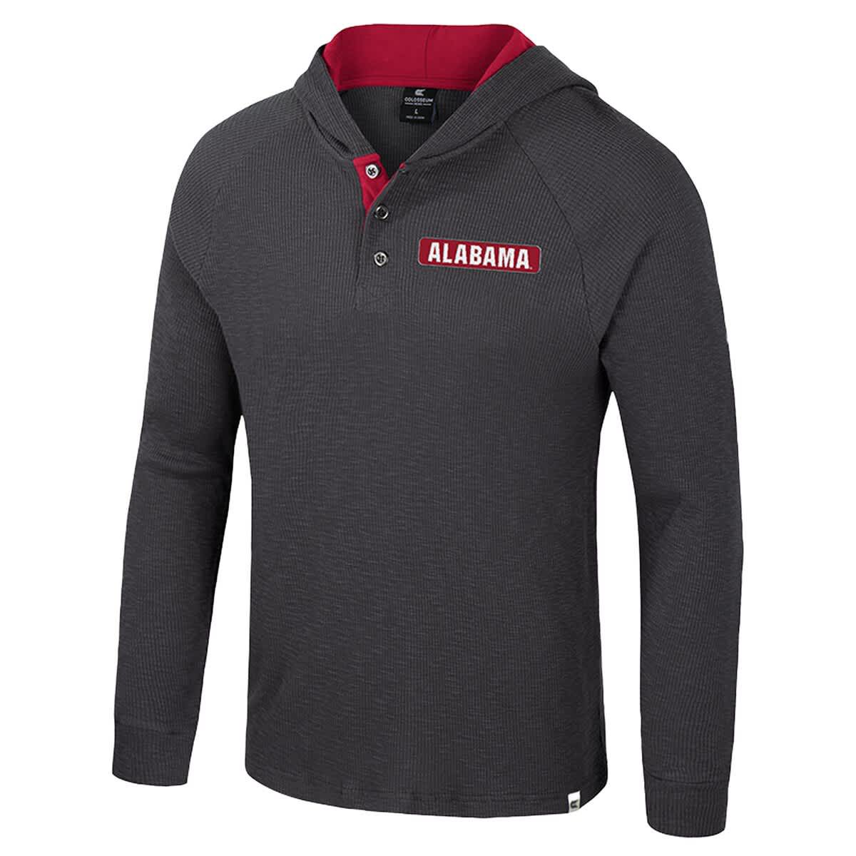 Alabama Crimson Tide NCAA Alabama Tide Dujour Ralgan Long Sleeve Henley Hoodie T-Shirt